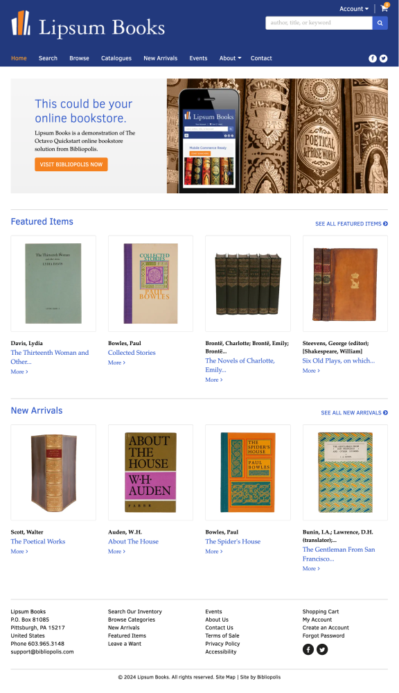 Lipsum Books Home Page Screenshot