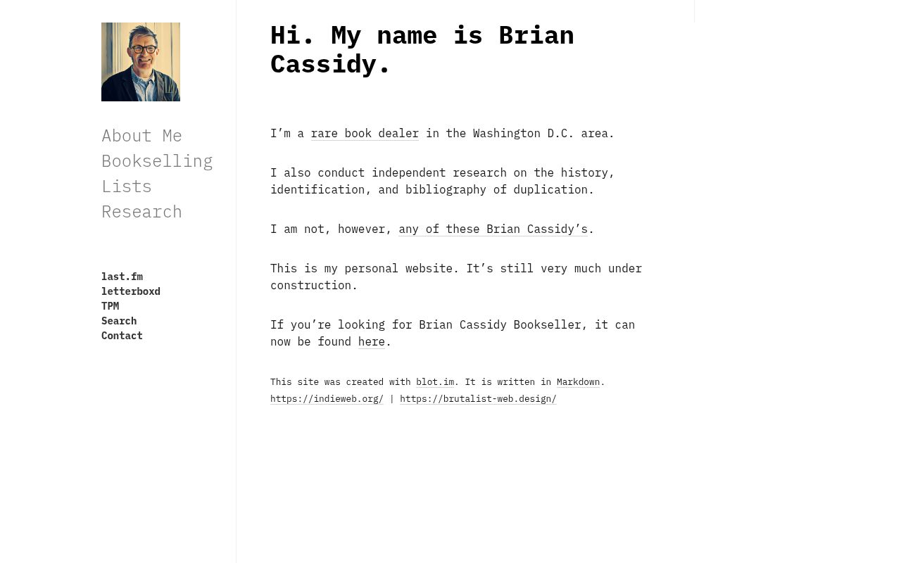 Brian Cassidy, Bookseller